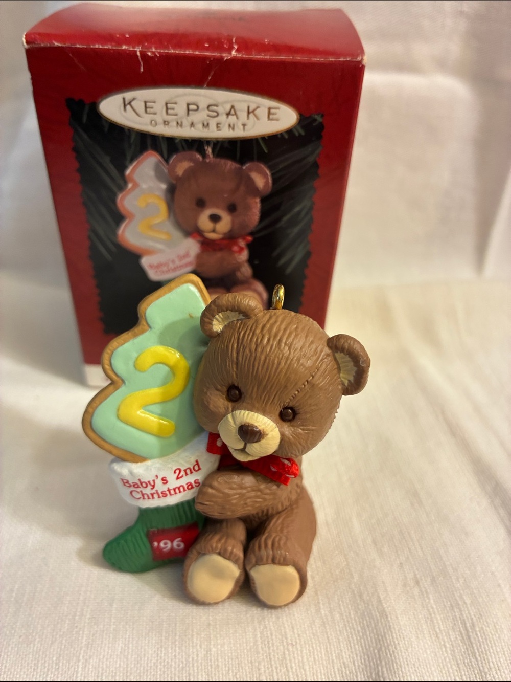Hallmark Keepsake Baby's Second Christmas Teddy Bear Brown 1996 - Picture 2 of 11